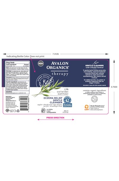 bottle label - AV3630200 Avalon Organics Eczema Relief Gentle Cleanser bottle label